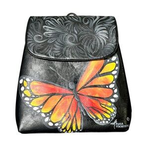 Rosa Mexicano Hand Painted Vegan Leather Butterfly Backpack